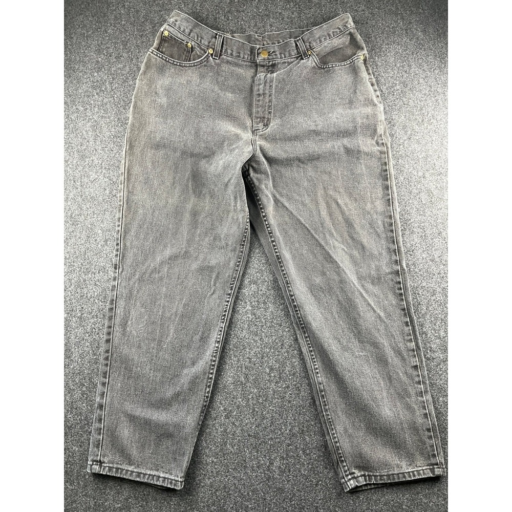 LL Bean Double L Relaxed Fit Jeans Womens 20 Reg Faded Black High Rise Denim